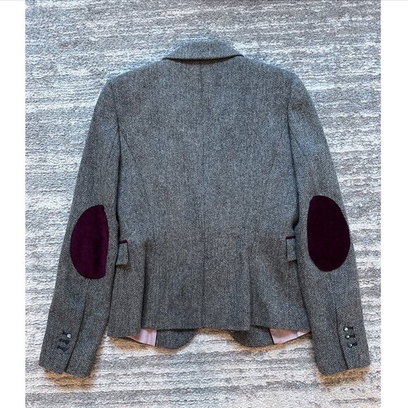 Zara Collection 100% Lambswool Blazer Dark Grey Herringbone - Picture 2 of 4